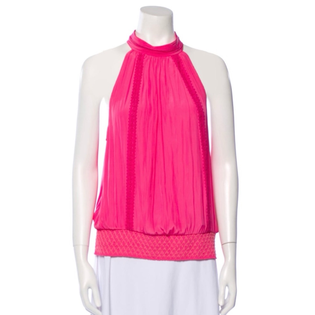 Ramy Brook Bnwt $275.00 Lilianna Pink Halter Neck Top~Blouse Sz. Xl